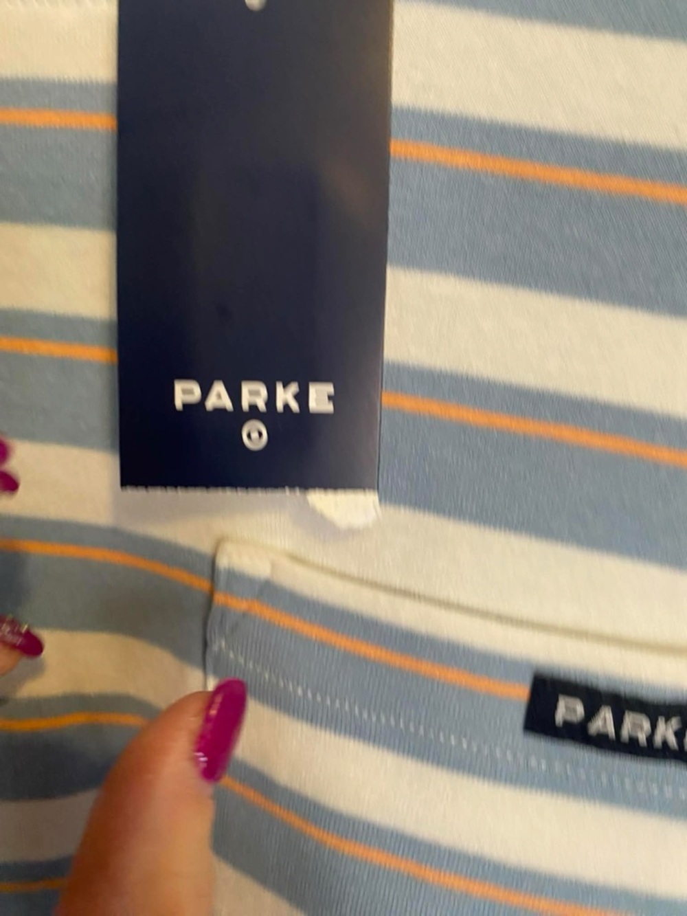 NWT PARKE striped T-shirt BLUE AND WHITE Size S - Picture 4 of 5